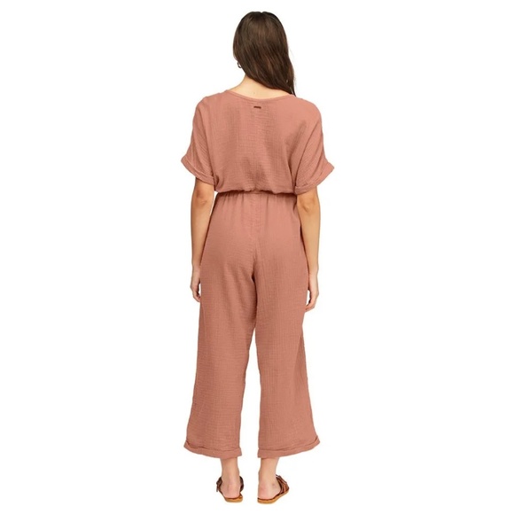 Billabong Badlands Jumpsuit Size L large Romper cotton gauze Peach - Picture 3 of 16